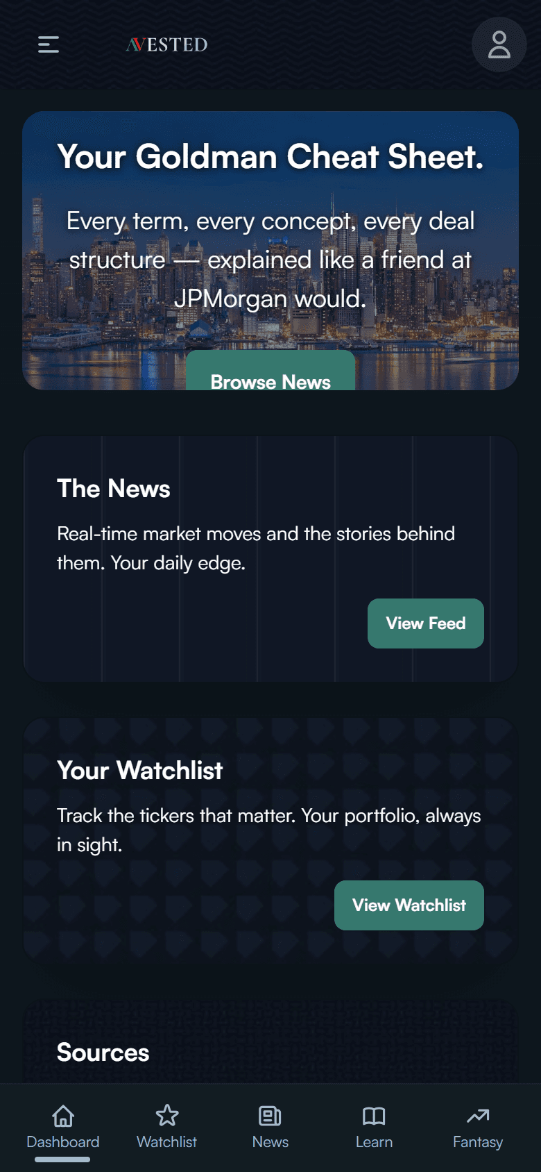 Nvested website on a phone